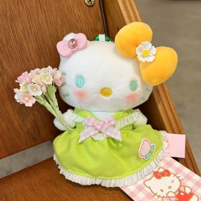 网红爆款正版HelloKitty钥匙扣diy戴珍珠耳环的少女套装kt包挂件|undefined
