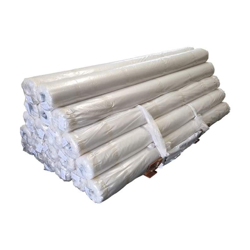 En stock película de plástico película de fibra química tela retráctil caja de embalaje transparente PE calor bolsa de película retráctil material resistente a la tracción