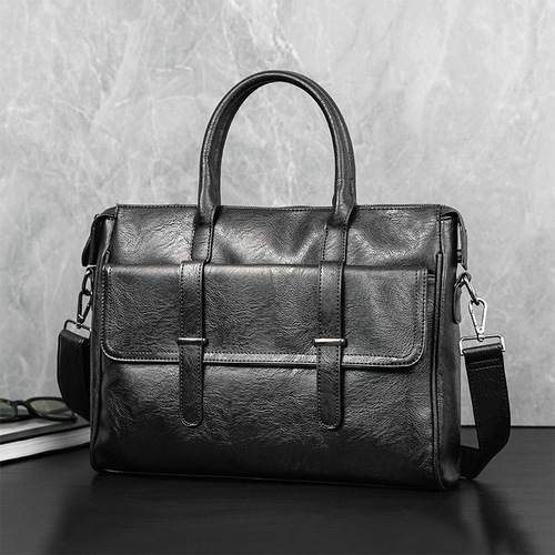2024 New Business Casual Briefcase Simple Shoulder Crossbody Bag Casual Portable Trendy Men's Computer Bag