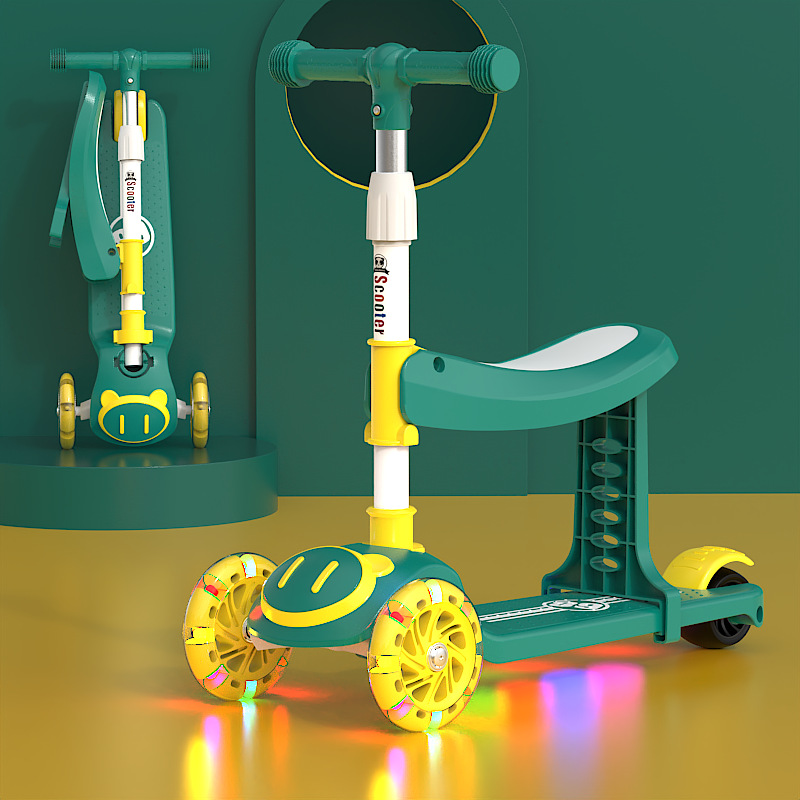 Spot de comercio exterior scooter al por mayor para niños tres en uno sentado y resbaladizo para hombres y mujeres, música para bebés, patinaje ligero