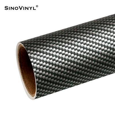 Fiber Rearview Mirror Central Control — Automotive Film - 152-17m-simulated-carbon-fiber-matte-silver-black-pet