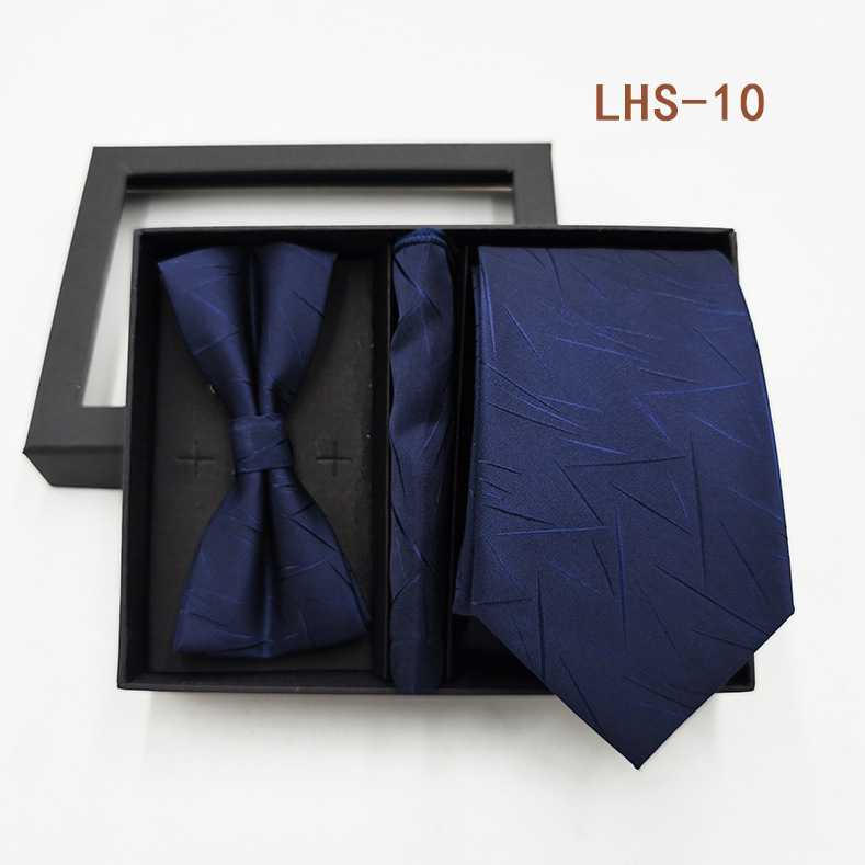 Set di tre pezzi di papillon, fazzoletto e accessori per abito da uomo formale da sposo, confezione regalo_voghion.com