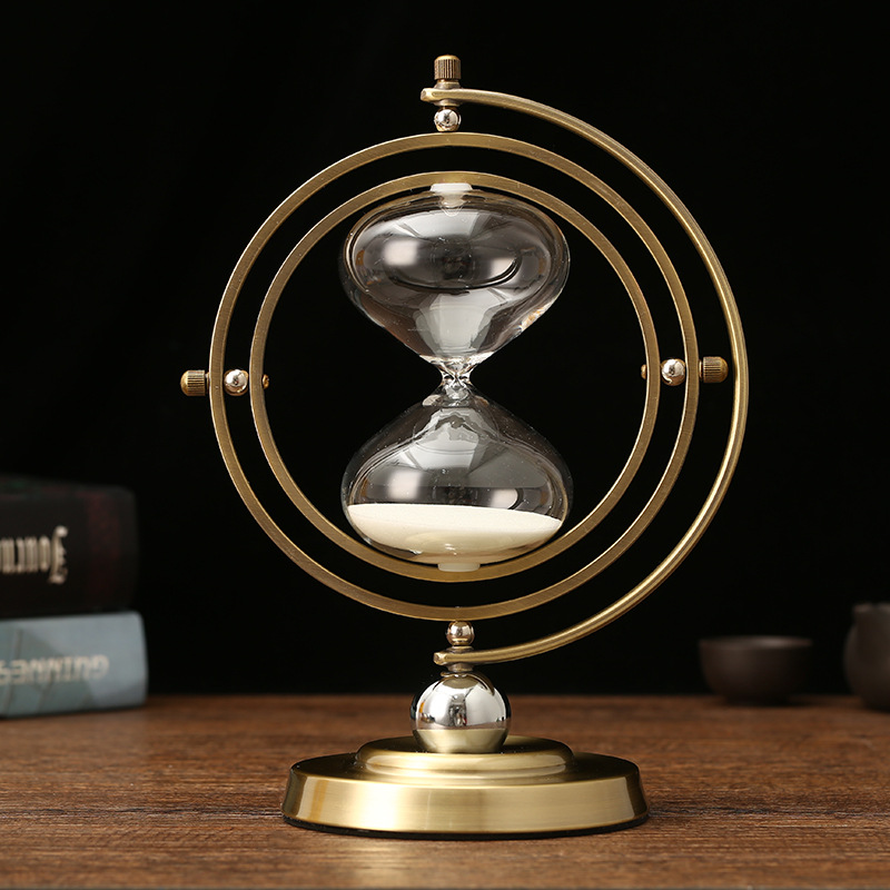 Factory Direct Supply Nordic Creative Retro Gift Sand Timer Metal Decor Item Modern Living Room Home Ornament