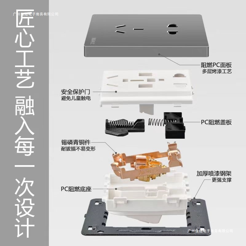 電気技師タイプ 86 家庭用壁スイッチソケットパネル 16A 多穴 1 オープン 5 穴 USB 電源ソケット付き|undefined
