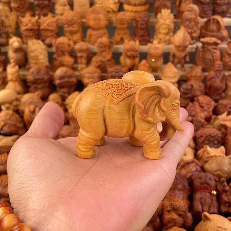 天然セイヨウタチノキの木彫りホームティールーム装飾品象幸運象富象幸運を引き寄せるハンドピース無垢材工芸品|undefined