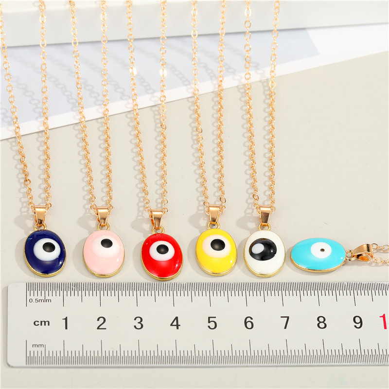 Bohemian Oval Demon Eye Alloy Necklace Wholesale display picture 2