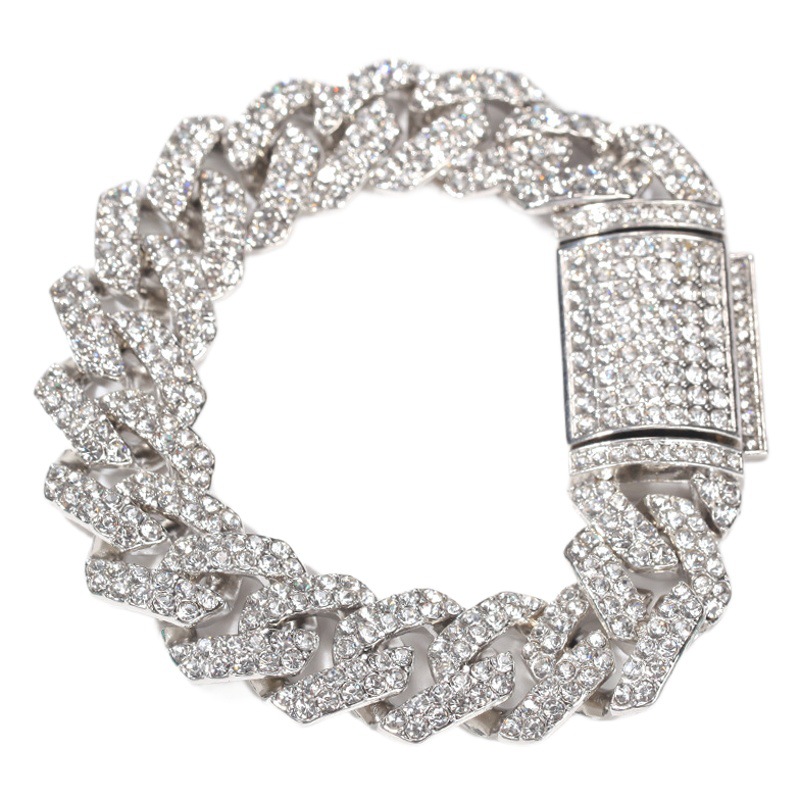 Hip Hop estilo ins moda simple 18mm pulsera cubana europea y americana de moda punk calle gruesa pulsera de aleación