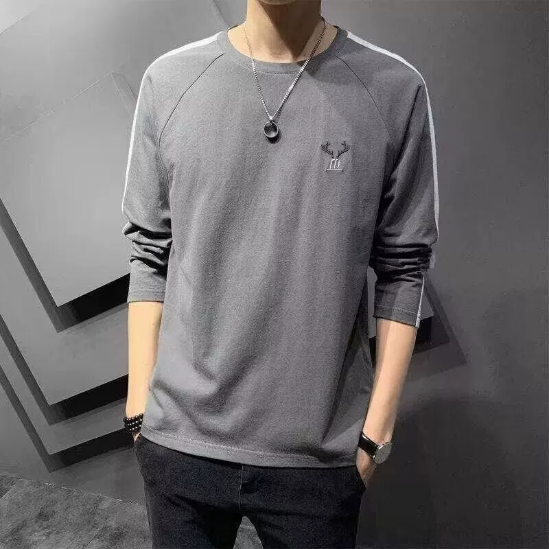 Трендовая мужская демисезонная универсальная толстовка с длинным рукавом, комфортный оверсайз, круглый ворот
