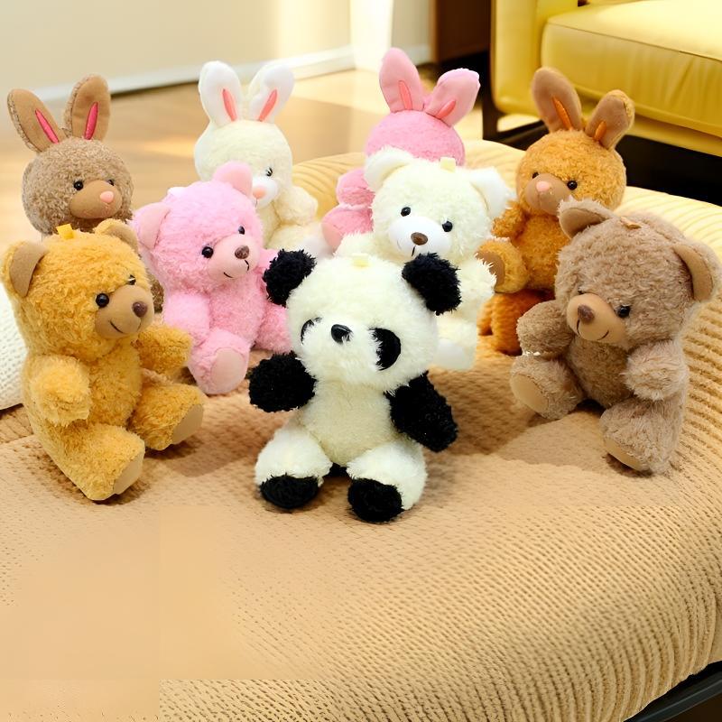 Peluche de oso y panda, muñeco suave con llavero colgante