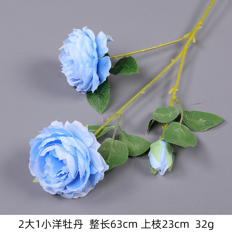 蓝色仿真花高级感逼真假花仿真玫瑰花婚庆婚礼装饰插花花束热销批|undefined