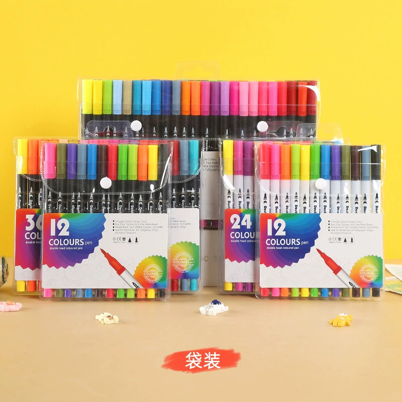 Watercolour Art Marker Set (Qidian) Double-Ended Brush & Crayon Liner, Washable, 12–120 colors