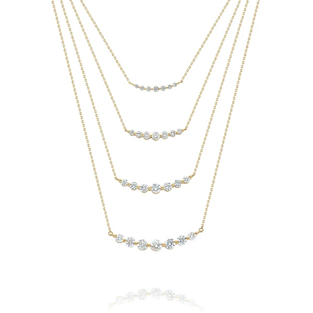 Fashion Round Sterling Silver Inlay Zircon Necklace 1 Piece