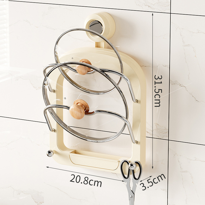 soporte de cubierta de olla multicapa de ventosa de cocina tipo pared de tablero de corte con gancho multifuncional de tablero de drenaje de agua que almacena estante de artículos