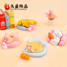 可爱睡觉小动物萌粒公仔 创意diy装饰品微景观家居桌面车载小摆件