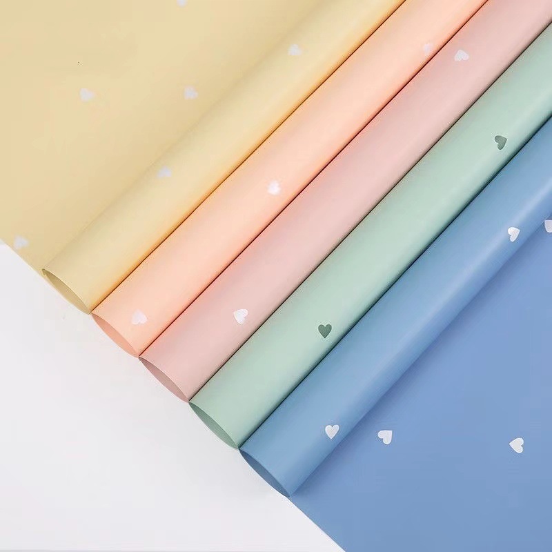 情人节爱心欧雅纸鲜花包装纸花店包花防水纯色花束包装纸花束批发