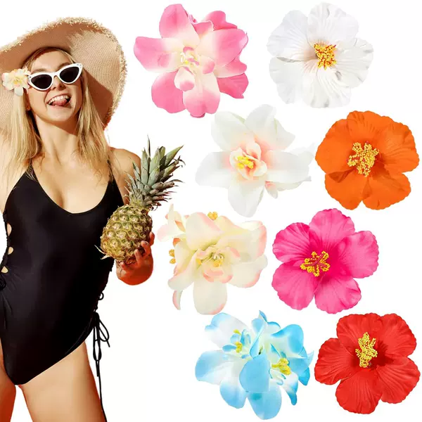 2025 New Model Hibiscus Flower Hairpin for Women, Beach Photo Atmosphere Side Clip, Side Duckbill Hair Accessory, Hair Flower Hairpin
