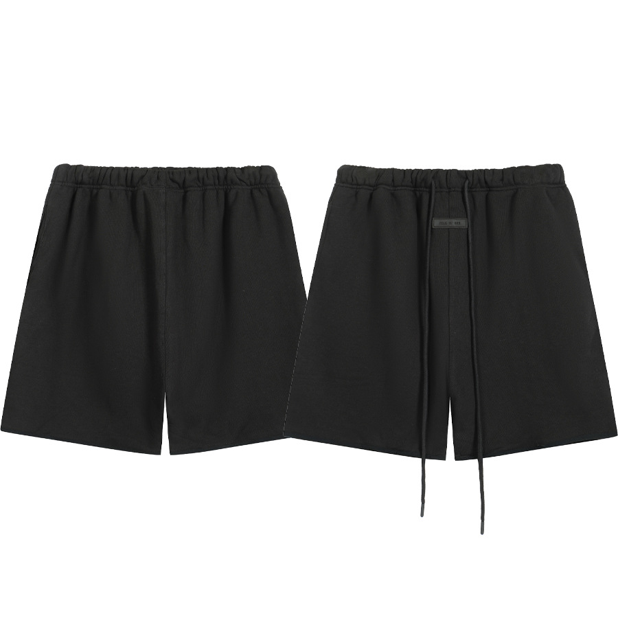 FEAR OF GOD ESSENTIALS FOG Pantalones cortos casuales sueltos con cordón de vello