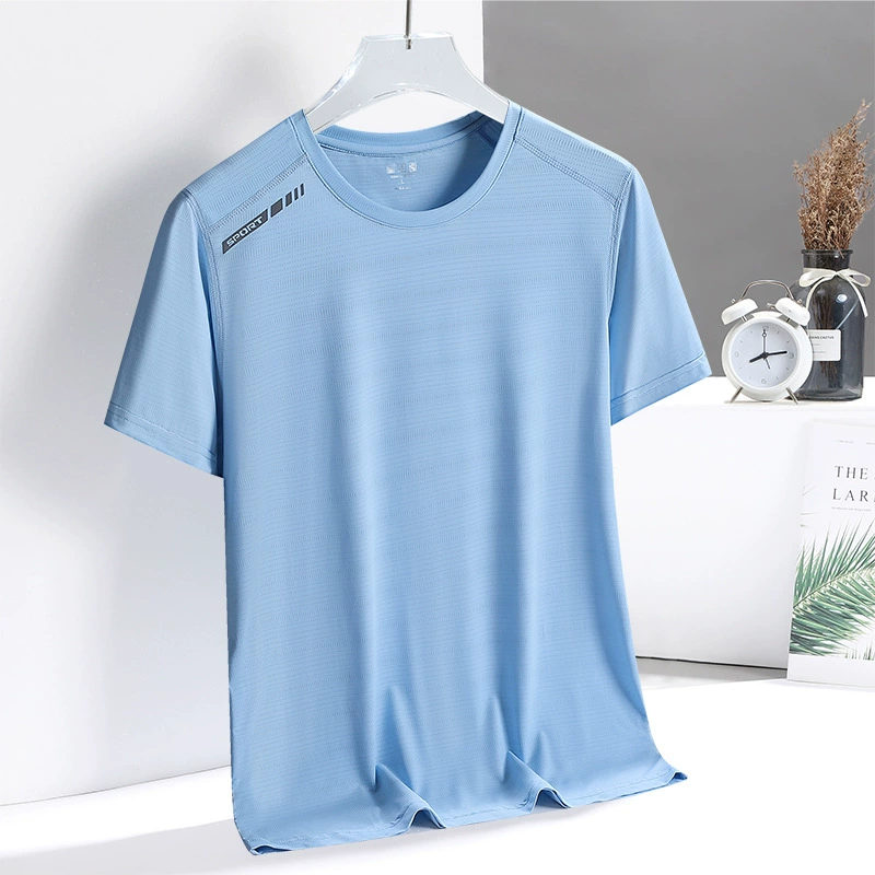 Мужская летняя шелковая спортивная дышащая футболка для путешествий быстрая сушка, для отдыха, спортзал, городской стиль, для бега, с коротким рукавом