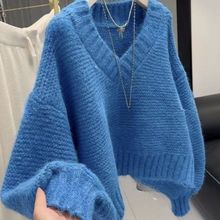 宽松短款毛衣2025设计秋冬新款慵懒高级针织衫加厚保暖女时尚上衣