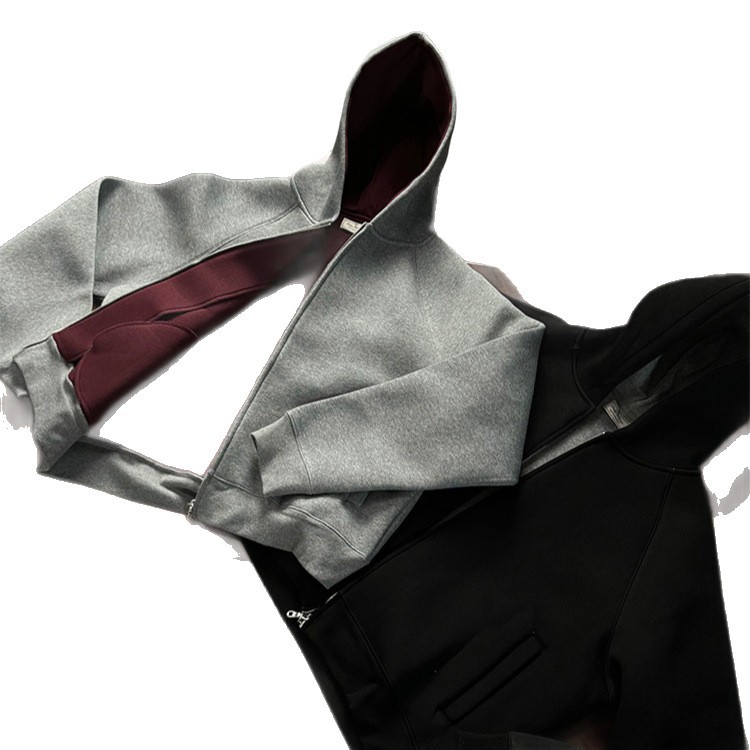 Kurzes Kapuzensweatshirt mit Luftpolsterung für Herren, innenliegende Strickjacke in Kaiserrot_voghion.com