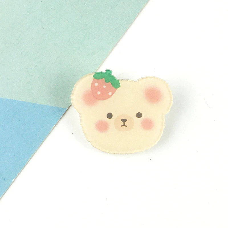 Acrylic Badge Pin Cute Bear Brooch, 3 cm Charming Cartoon Design, lightweight 0.003 kg
