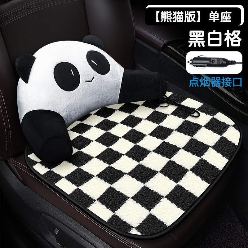 卸売り棋盤格加熱クッション自動車クッションクロスボーダー漫画花羊小毛内装用品冬シングルクッション|undefined
