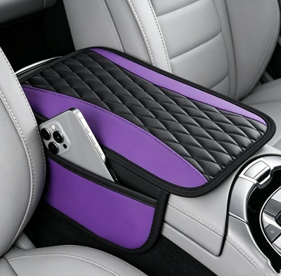 Box Pillow Protective Cover — Armrest box pad - violet