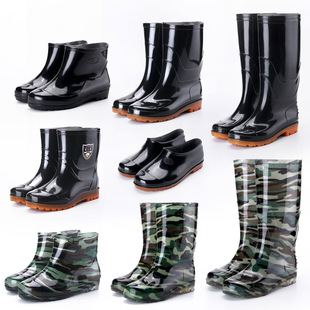 Warm Mid-High Rain Boots for Men, Wear-Resistant Work Water Boots, Short Overshoes, Low-Cut Tendon Soles, Non-Slip Plastic Cotton Shoes