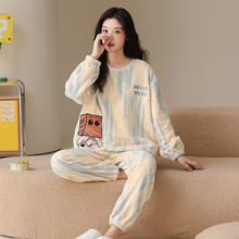 珊瑚绒睡衣女秋冬季2025新款保暖套装加绒加厚法兰绒卡通家居服女