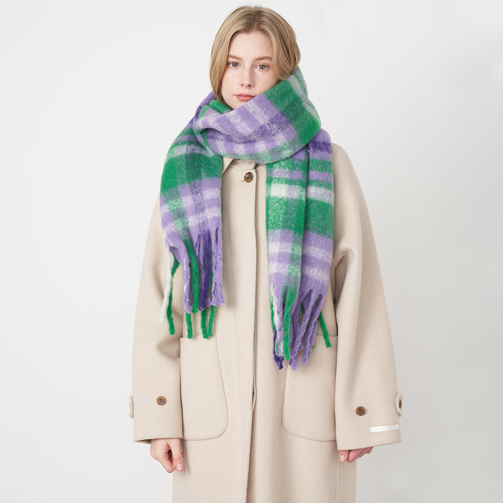 Winter Neue frauen Weiche Imitation Kaschmir Plaid Schal Französisch Schal Frauen_voghion.com