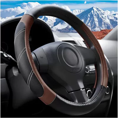 truck steering wheel cover, Steering wheel cover - cross-border-plastic-rings-sports-style-black-brown-38cm