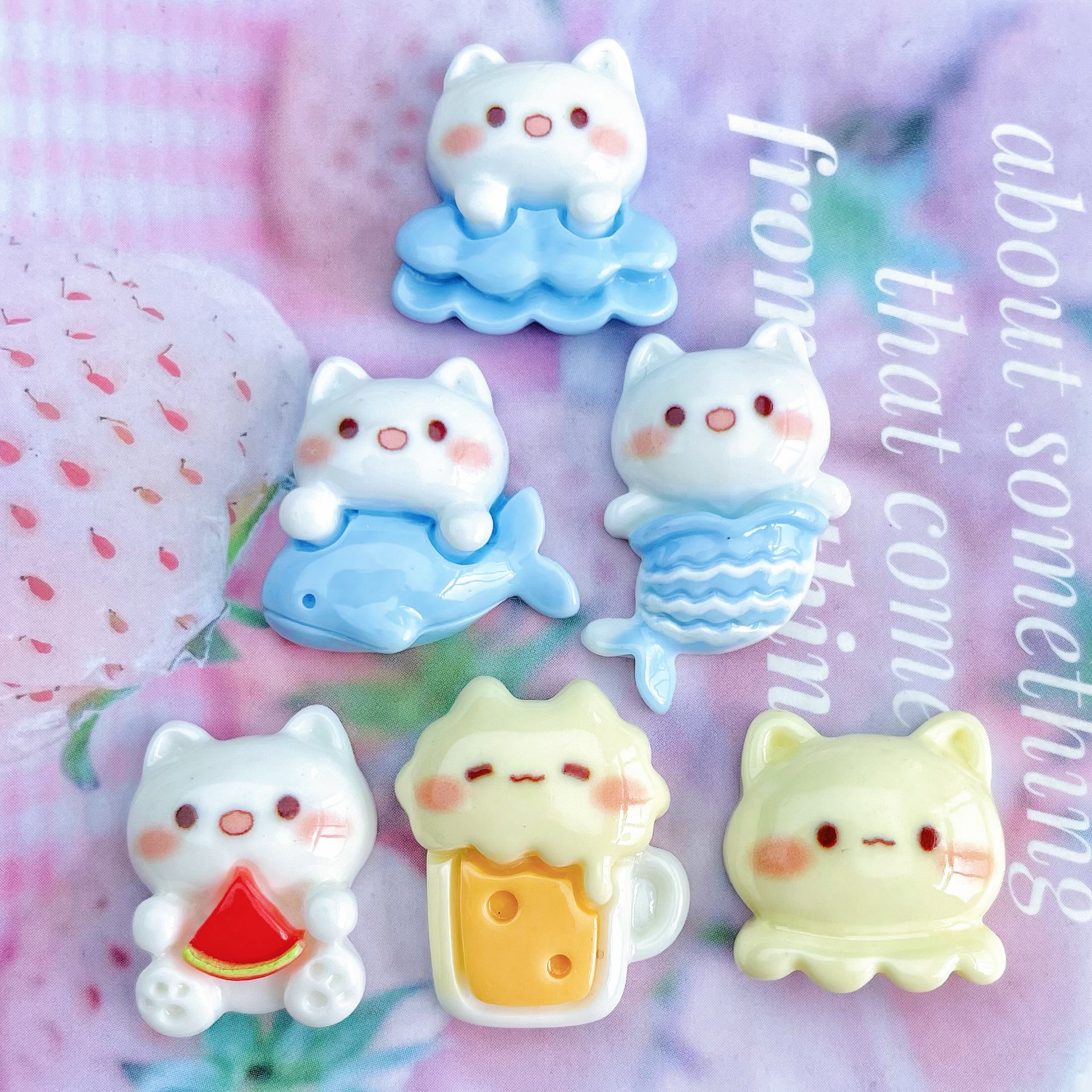 Azul sirena oso fishtail Dolphin resina accesorios DIY horquilla taza de agua almacenamiento material nuevo