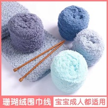 3股珊瑚绒毛线毛巾线宝宝毛线团绒绒线手编diy棒针围巾线衣1批发