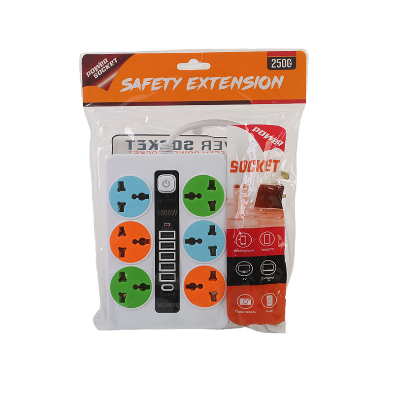 6 puntos de conexión de comercio exterior 5USB + 1 interfaz tipo-c negro y blanco neutral estándar británico estándar europeo estándar americano