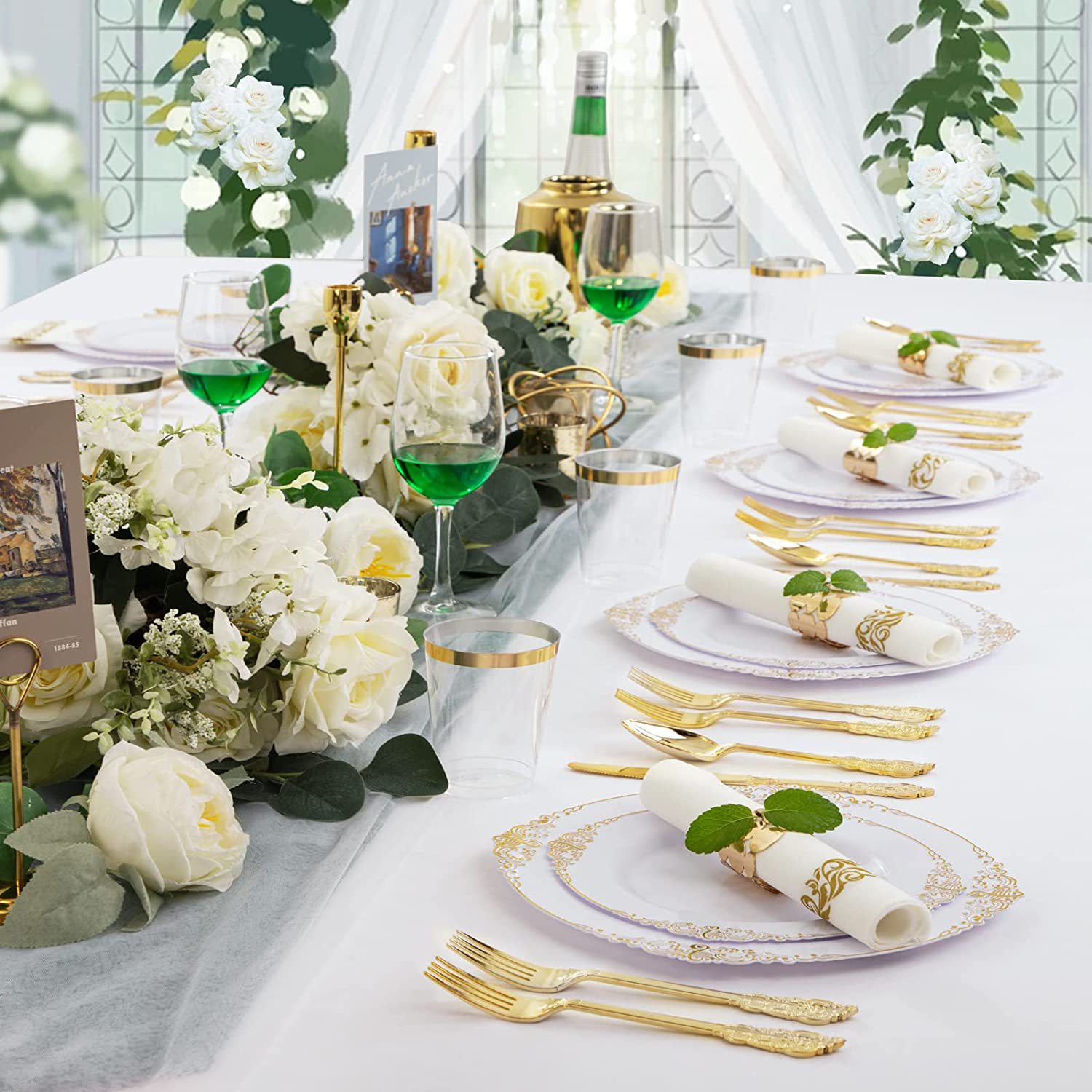 10g Weight Tableware Kitchen and drinking utensils Tableware Event & Party Supplies 1 Piece Quantity Home, Daily Occasion Plastic Material Multicolor Pattern Chinoiserie, Vacation Style Disposable Tableware Dragon Pattern White Golden Edge Relief Plate Wine Glass Knife, Fork And Spoon PS Hard Plastic Gold Air-Laid Paper Suit 5