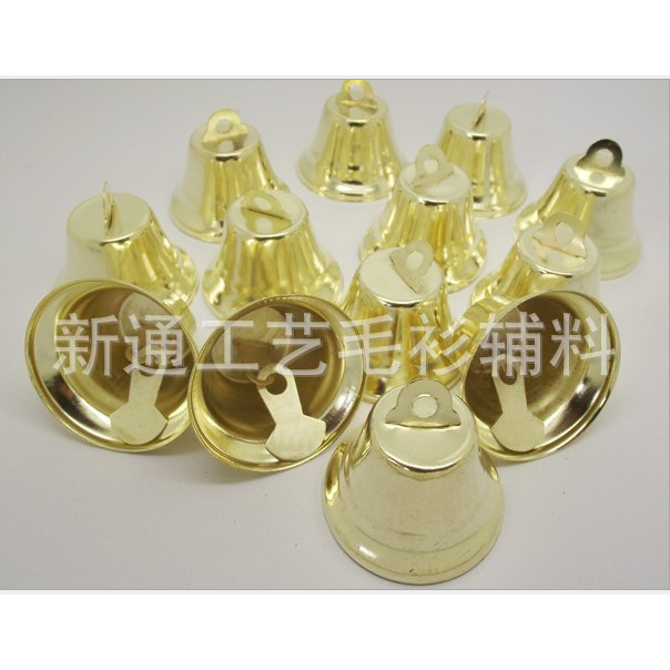 开口铃铛圣诞钟彩带风铃门帘小铃铛 工艺仿金喇叭铃|ms