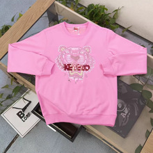 跨境高版本高三家新款水貂绒老虎头重工刺绣加绒圆领男款宽松卫衣