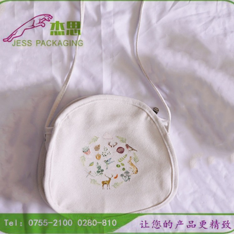 设计2026新款韩版帆布小清新斜挎包圆形收纳包大容量拉链包量大从