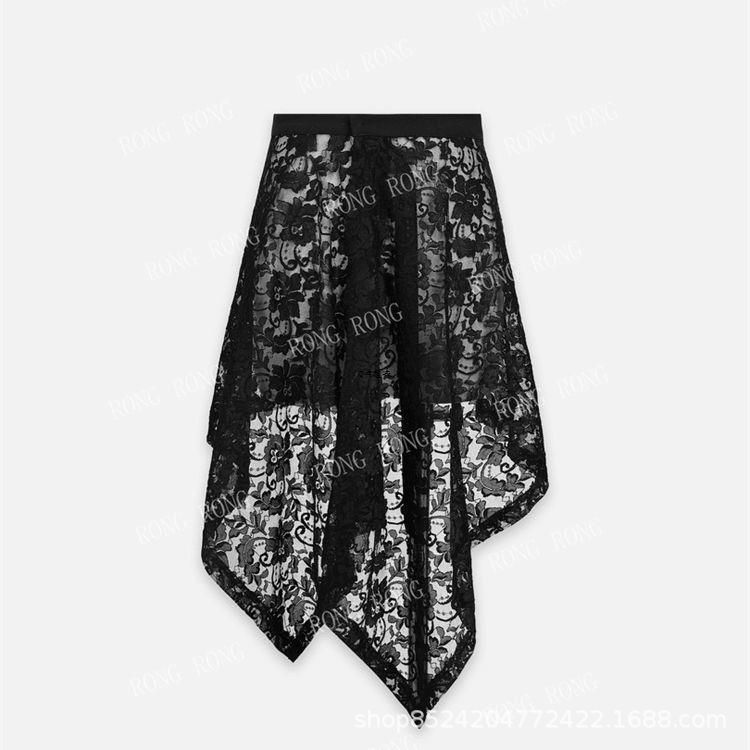 Fashionable Irregular Vintage Lace Hem Skirt for Women, Summer Short Skirt, Korean and American Style