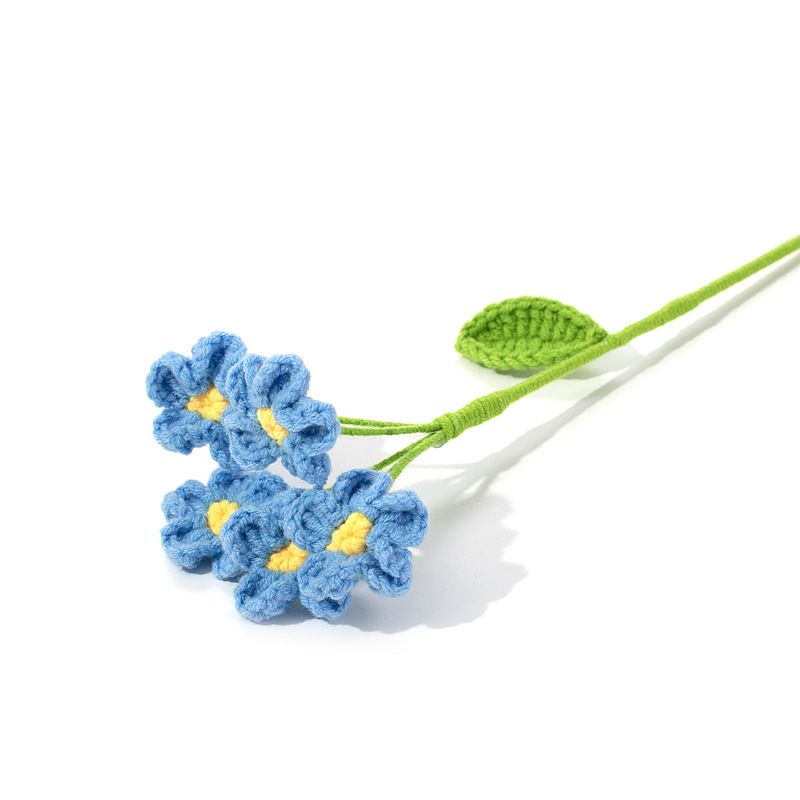 Tejido a mano flor artificial no me olvides producto terminado hecho en casa ganchillo lana material de bricolaje Paquete de regalo de novia de San Valentín