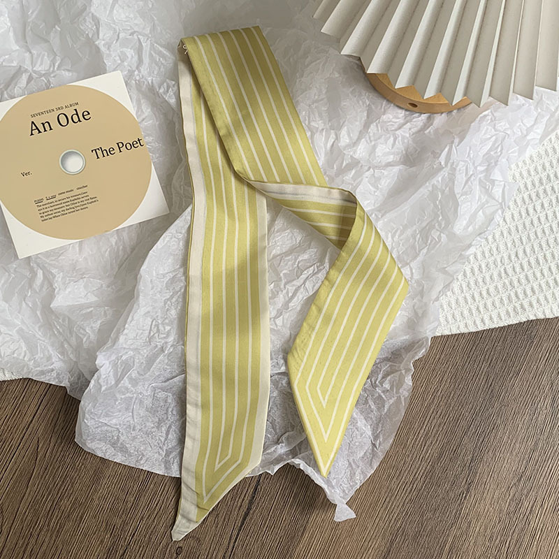 Bufanda de seda, banda larga, sensación de alta calidad, serpentina de rayas verticales de doble cara, bufanda de todo fósforo, diadema, cinturón decorativo, cinturón, cinta