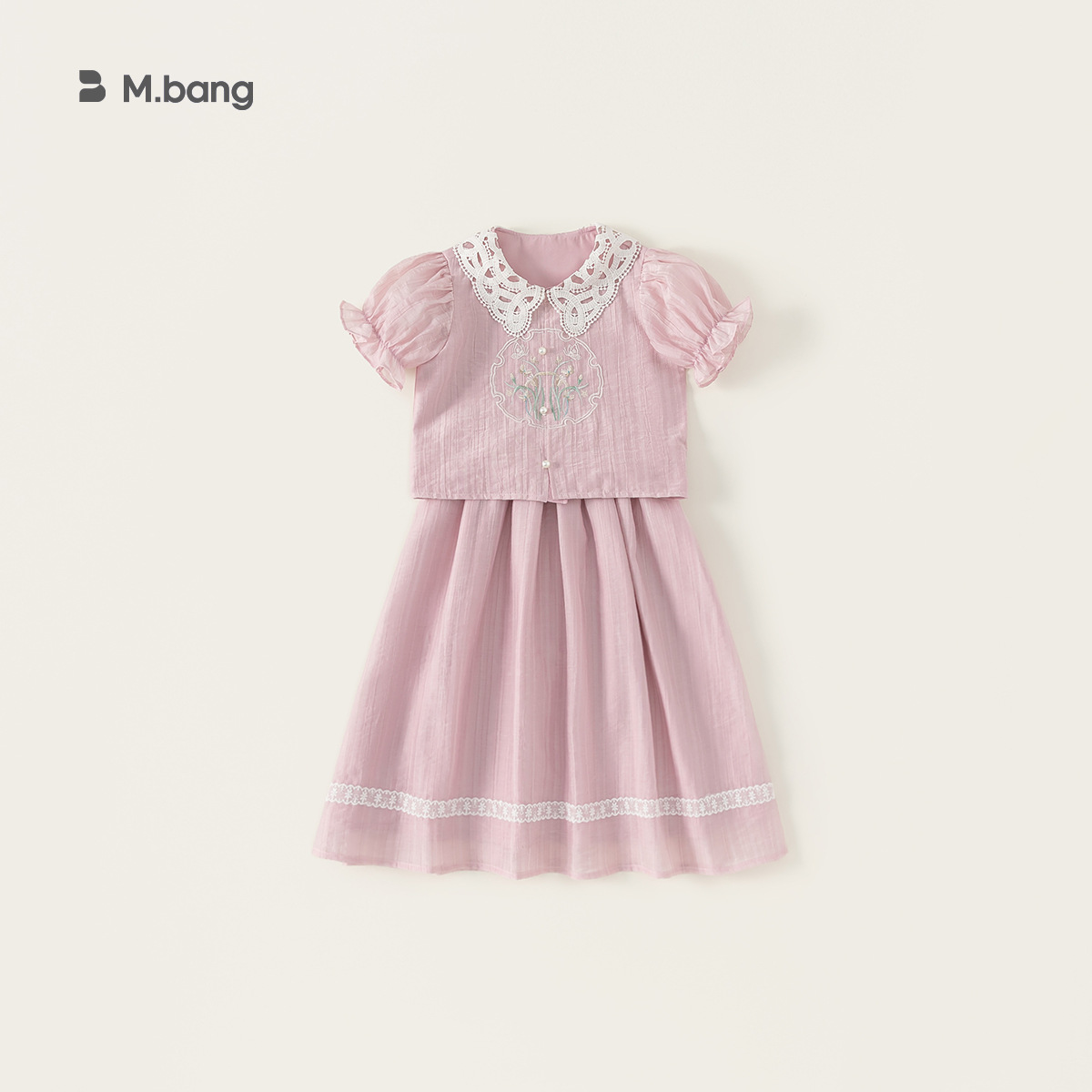 Youbao ropa para niños traje para niñas verano cuello de encaje bordado camisa de estilo nacional niña grande falda casual de dos piezas