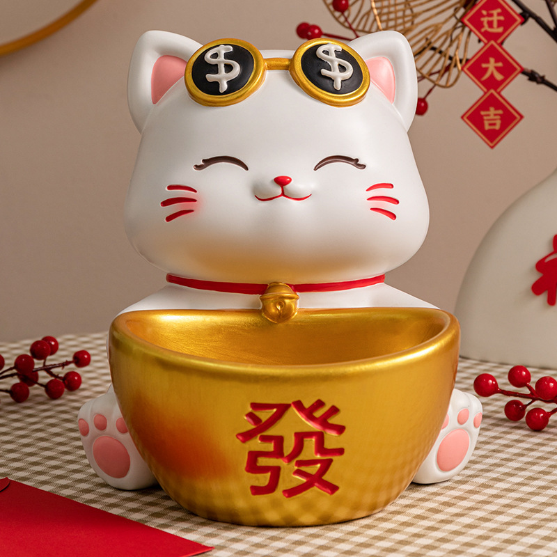 创意招财猫玄关钥匙收纳摆件中式乔迁新居客厅家居装饰品公司礼品|undefined