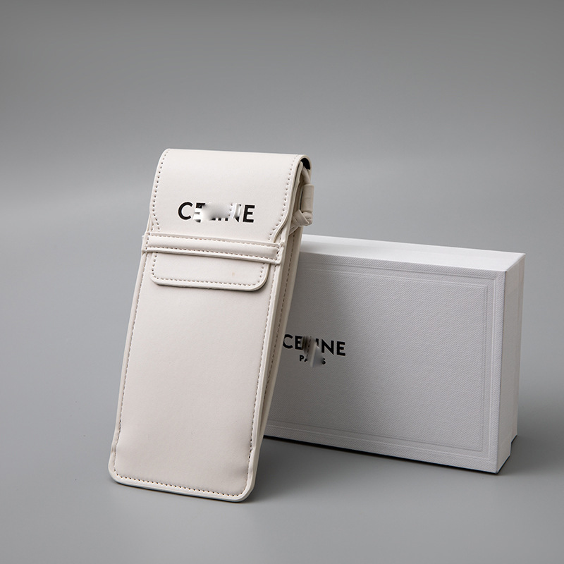 Sunglasses Arc de Triomphe Glasses Case CEL Glasses Case Fashionable White Soft Simple Anti-drop Pressure-resistant Glasses Leather Case