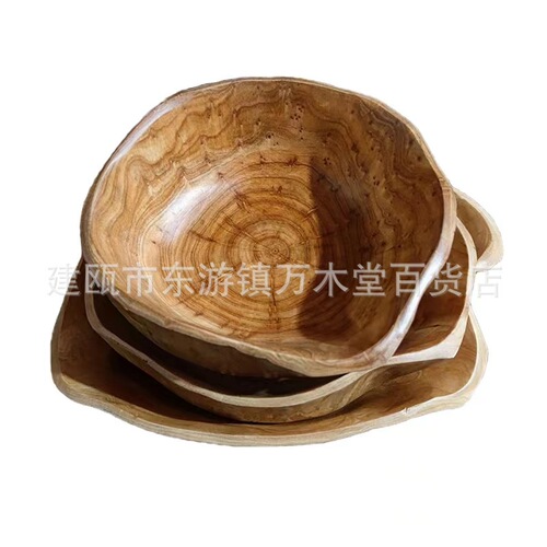 Irregular Chinese retro table decoration snack fruit plate home living room hotel commercial square wooden fruit plate
