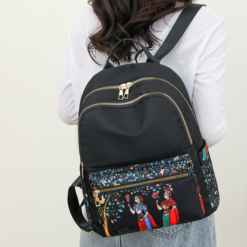 Mochila de moda de las mujeres al aire libre bolsa de viaje casual estudiante mochila ligera bolsa de tela de nylon impermeable