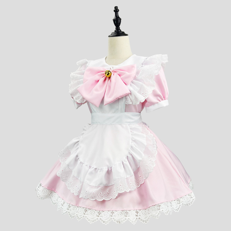 日本のかわいいロリータバニーガールコスプレ黒と白のメイドメイド衣装ロリータドレス|undefined