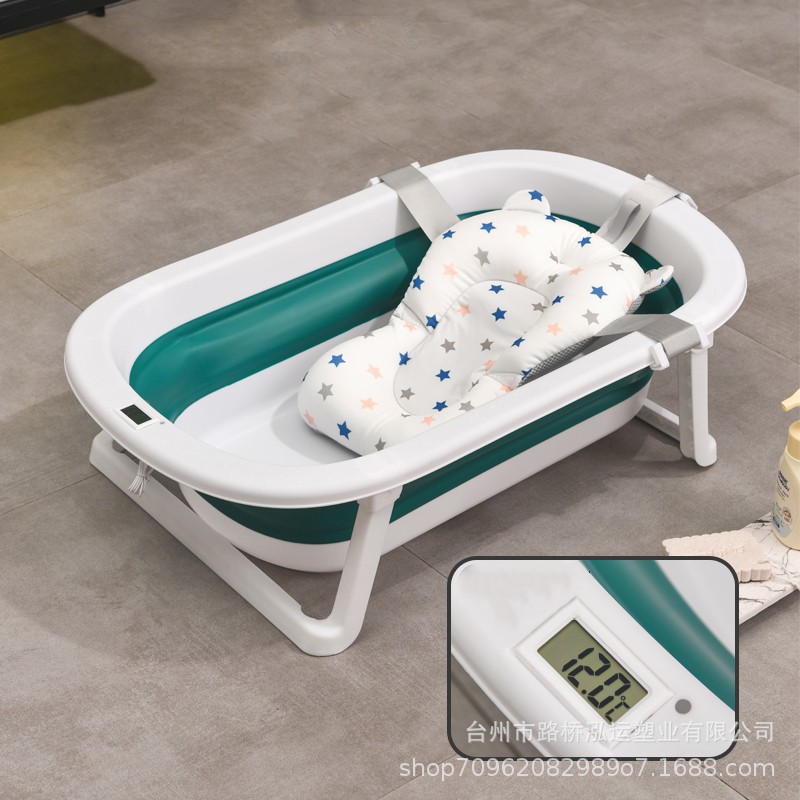 Baño de bebé sensible a la temperatura Baño de bebé alargo y ensanchado Baño de bebé Baño plegable doméstico Puede sentarse y acostarse Baño de bebé