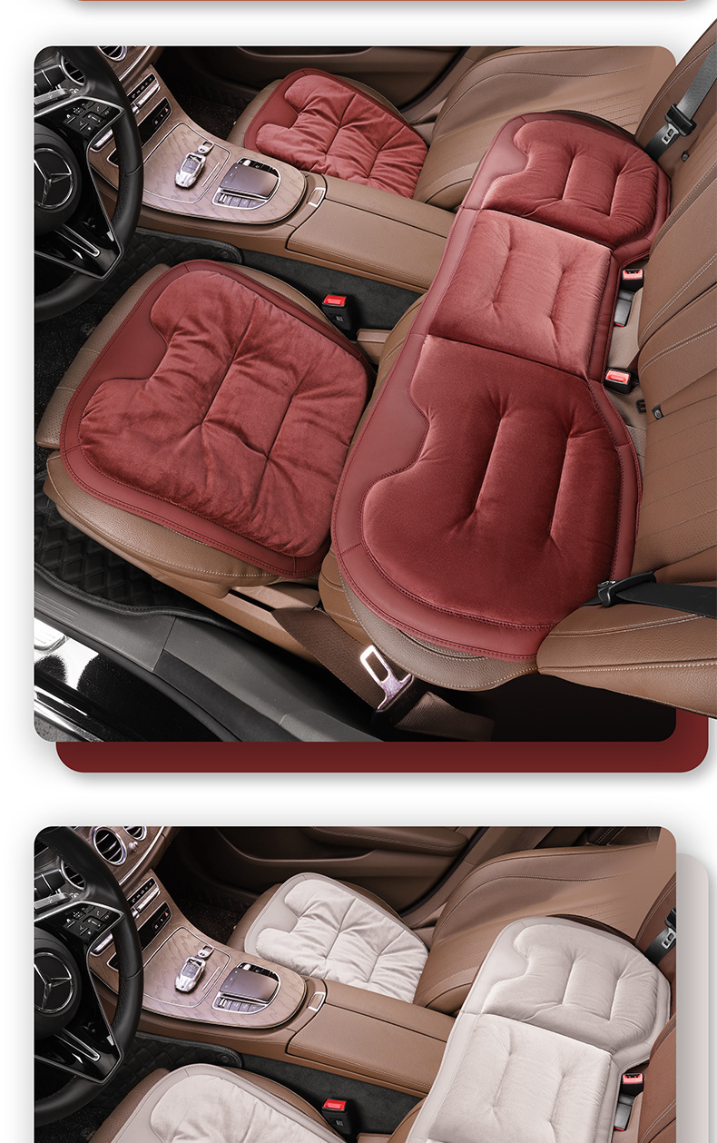 Flannel Car Seat Cushion Plush Winter High-End Car Seat Cushion Car Warm Three-Piece Seat Cushion Set