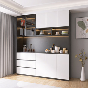 Dining cabinet wine cabinet integrated modern minimalist high cabinet solid wood multi-layer tea cabinet dining room multi-functional storage cabinet